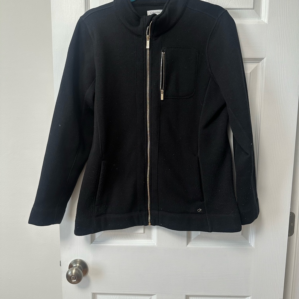 Calvin Klein Women's Black zip up sweater